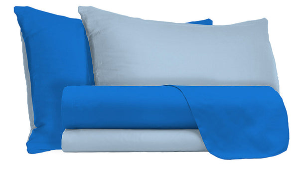 Set Lenzuola Sopra Sotto e Federe Doubleface Royal\/Azzurro prezzo