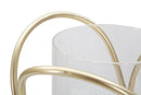 Porta Candele Glox Gold Ø16x21,5 cm in Ferro e Vetro Oro      