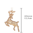 Set 12 Renne con Glitter H12,5 cm Oro