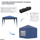 Gazebo Pieghevole da Giardino 2,95x2,95x2,58m in Acciaio e Tessuto Oxford Blu