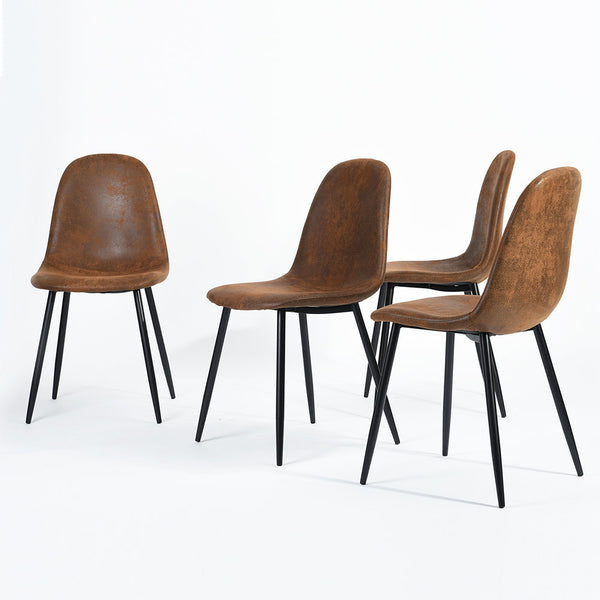 Set 4 Sedie per Sala da Pranzo Marrone con Gambe Acciaio Nero Seduta Ergonomica sconto