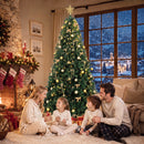 Albero di Natale Artificiale Ø100x180 cm con 240 Luci LED 755 Rami in PVC Stella Palline e Fiocchi Verde      