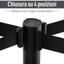 2 Colonnine Tendinastro di 2m in Acciaio Inox Nero Ø32x90 cm 
