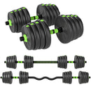 Set Bilanciere Pesi 3 in 1 con 16 Dischi Impugnatura Antiscivolo Verde      