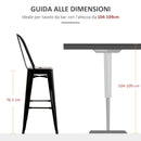 Set 2 Sgabelli da Bar Stile Industriale Schienale Rimovibile 44x49x116 cm in Metallo Nero