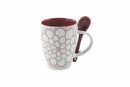 Set 20 Tazze con Cucchiaino Ø8x10 cm in Ceramica Villa d'Este Home Tivoli Aurora Bianco e Viola