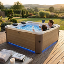 Vasca Idromassaggio da Esterno Spa Smontabile 160x160x65 cm 6 Persone Oslo Amber Pannello OLED