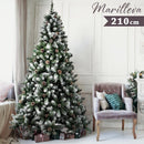 Albero di Natale Innevato Marilleva Harmony 210 cm 1098 Rami Super Folto con Pigne in PVC Verde      
