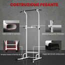 Stazione Fitness con Barre per Dip e Trazioni Altezza Regolabile 176,5-227 cm e Capacità 120 kg Bianco      