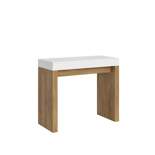 sconto Consolle Allungabile 90-196x40x77 cm in Nobilitato Bianco e Marrone