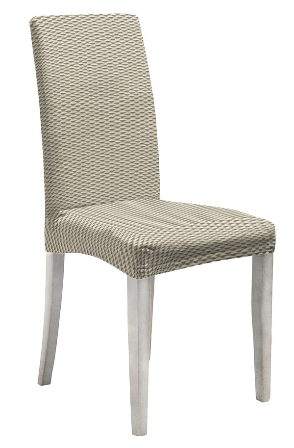 acquista Set 2 Coprisedie con Schienale Elasticizzati in Poliestere Fashion Panna