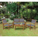 Set Salotto da Giardino Divano 2 Poltrone e Tavolino in legno Naturale con Cuscini Grigi Sassari