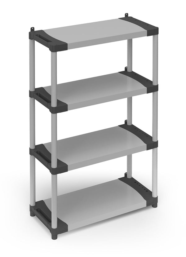 Scaffale 4 Ripiani 80x40x165 cm in Resina PVC Grigio    