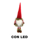 Pupazzo Gnomo in Tessuto con Led rosso cm 25x18xh72