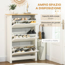 Scarpiera Slim per 18 Paia di Scarpe 72x26x112 cm con 3 Cassetti a Ribalta Rivestimento in Melamina Bianco     