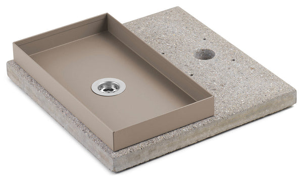 sconto Base con Vaschetta per Fontane con Ghiera Grande 40x40x5 cm in Cemento Belfer 42/BSE/5 Tortora