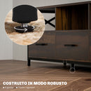 Mobile TV fino 65"" Design Industriale 147x40x50 cm in Legno e Acciaio Marrone e Nero 
