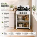 Cucina da Esterno 49x49x79cm con 4 Fuochi Cucinotto da Campeggio in Ferro Bianco     