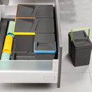 Base 3 Posti per Pattumiera Differenziata per Cassetti Cucina 80 cm in Plastica Emuca Grigio