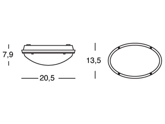 Lampada Plafoniera Ovale con Fascia  Led 8W Bianco Sovil