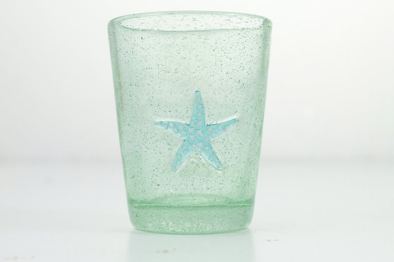 Set 6 Bicchieri Ø8x10 cm in Vetro Villa d'Este Home Tivoli Fish Verde Acqua