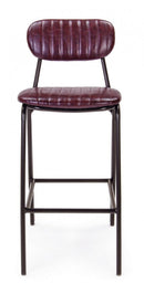 Sgabello Bar Debbie Bordeaux Vintage Imbottito in Similpelle