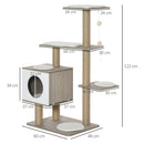 Albero Tiragraffi per Gatti 60x48x122 cm in MDF e Corda di Juta Grigio Chiaro