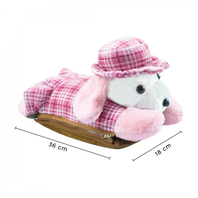 Borsa Acqua Calda Elettrica Ricaricabile Scaldamani Cane a Peluche Rosa