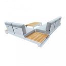 Set Salotto da Giardino Divano 2 Poltrone e Tavolino con Cuscini in Teak Bianco