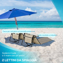 Set 2 Sdraio 142x51x40 cm Pieghevoli con Tasca Resistente Acqua in Tessuto Oxford Beige      