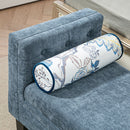 Panca Fondoletto Braccioli Trapuntati e 2 Cuscini 115,5x45x56 cm in Ciniglia e Legno Grigio-Blu e Nero  
