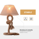 Lampada da Comodino Abat jour in Corda di Canapa Beige 40x40x65 cm 