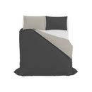 Copripiumino con Sacco e Federe in Tinta Unita Double Face Linea Vera Fumo e Grigio Chiaro