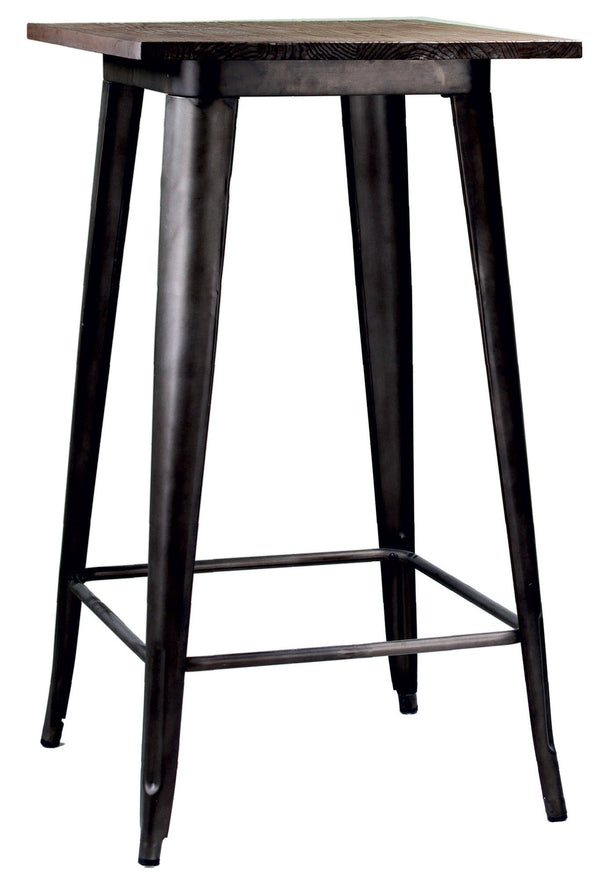 acquista Tavolino da Bar in Metallo Top Legno Bristol Marrone