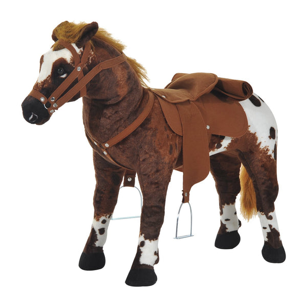 online Cavallo a Dondolo per Bambini Realistico 85x28x60 cm in Peluche e Metallo Marrone