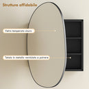 Armadietto da Bagno Mobile Sospeso con Specchio 61x12x79 cm in Vetro e Metallo Nero      