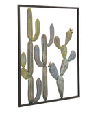 Pannello Cactus-Frame 50x1,3x50 cm in Ferro Verde e Azzurro