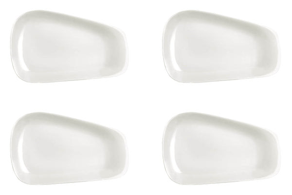 sconto Set 4 Piatti Trapezio 28,5x18x2 cm in Porcellana Allluminica Kaleidos Aluxina Bianchi