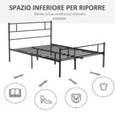 Struttura Letto Una Piazza e Mezzo 140x200 cm in Acciaio con Doghe Integrate Nero