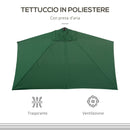 Ombrellone da Parete Mezzaluna Salvaspazio 230x130x245 cm Apertura a Manovella Verde   