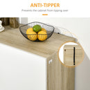 Credenza 4 Ante 100x41,5x107 cm in Acciaio e Legno Truciolare Bianco e Naturale