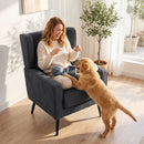 Poltrona Camera da Letto 72x72x95 cm Stile Moderno di Metà Secolo con Gambe in Legno di Caucciù in Ciniglia Grigio Scuro      