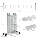 Scala Telescopica a 5 Posizioni con 2 Piattaforme di Sicurezza 339x76x10 cm in Alluminio Argento