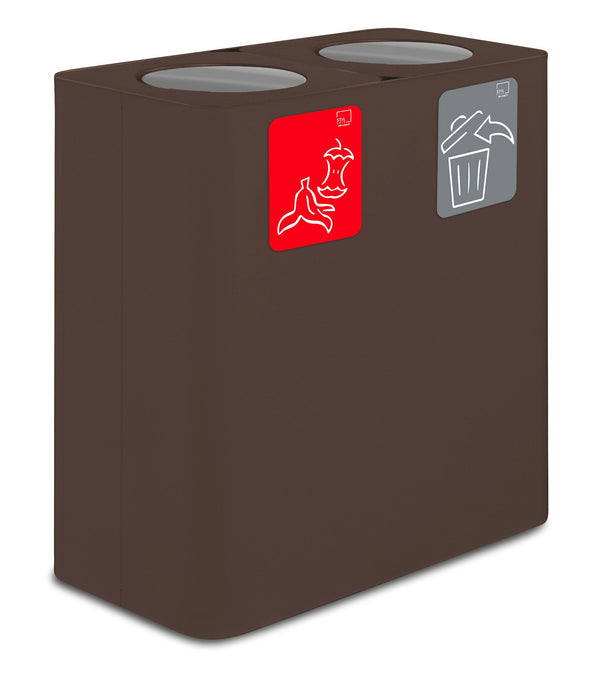 Pattumiera Sistema di Raccolta Rifiuti 77x38xh80 cm in Acciaio 3 Scomparti Marrone online