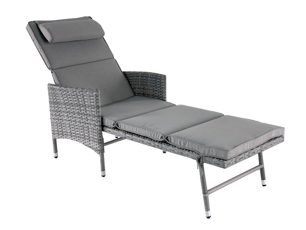 Lettino Prendisole Multiposizione da Giardino 149/186x67x98/63 cm in Rattan Sintetico Grigio Talpa acquista