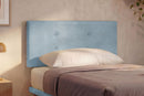 Letto Singolo con Rete Rivestita Microfibra Azzurro Tessis Testata Button Varie Misure