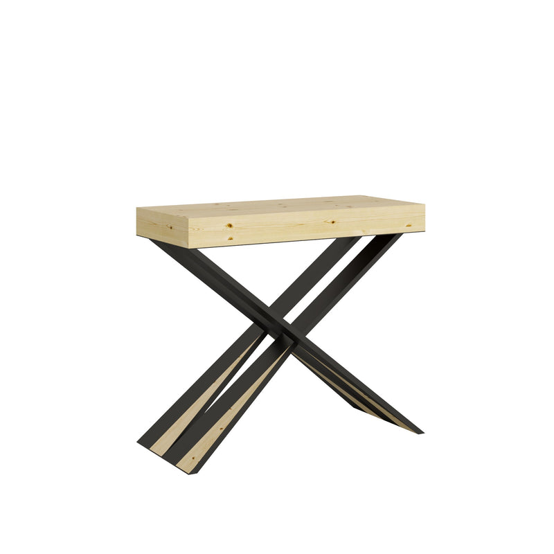 Consolle Allungabile da Esterno in Legno e Ferro H77x40x90/300cm Lilla Abete Classica