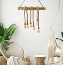 Lampadario Bamboo Rope 80x15x120 cm in Bambù e Corda Marrone      