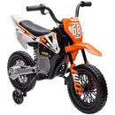 Moto Elettrica per Bambini 3-6 Anni 107x56x70 cm Batteria 12V e Rotelle Rimovibili Arancione   