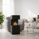 Camino a Bioetanolo da Pavimento 38x38x100 cm Oslo in acciaio Nero